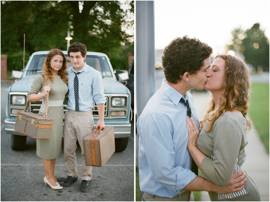 vintage couple's photography, romantic vintage engagement