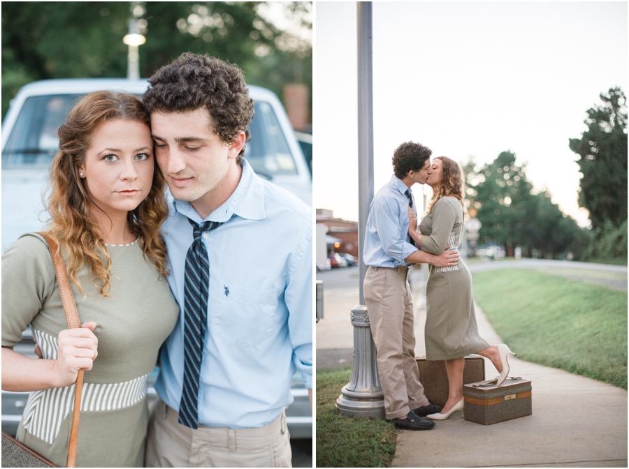romantic vintage engagement, 50s engagement photography