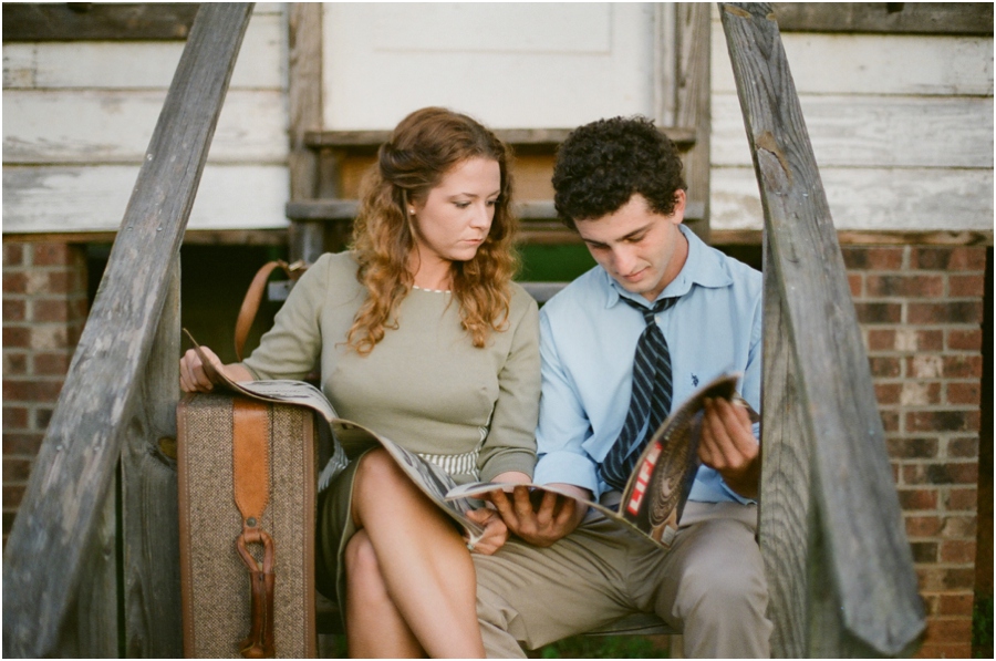 vintage engagement photography, raleigh nc