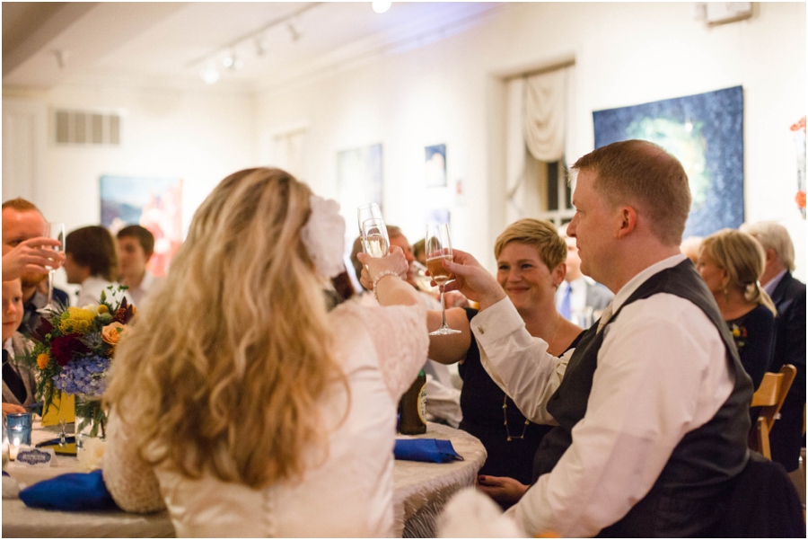 bride and groom toast with close friends, southern wedding photography