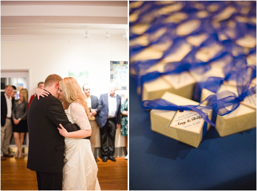 romantic reception photography, little gift boxes as favors for guests 