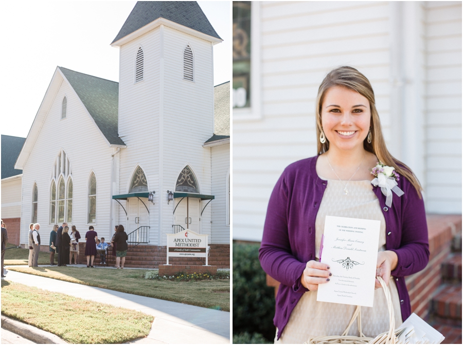 guests going into the church, guest holding a wedding program