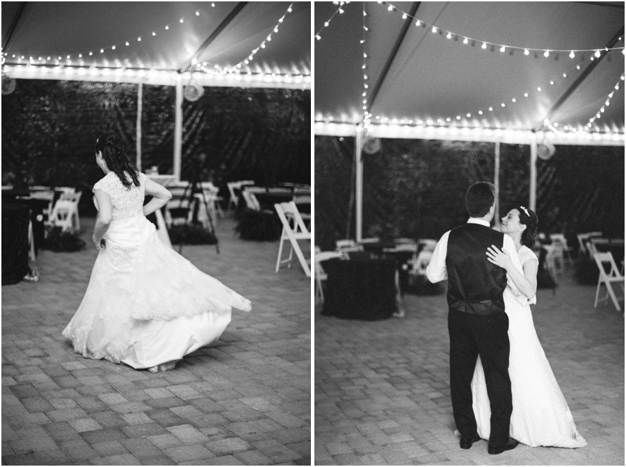 black and white wedding reception photography, romantic wedding photographers