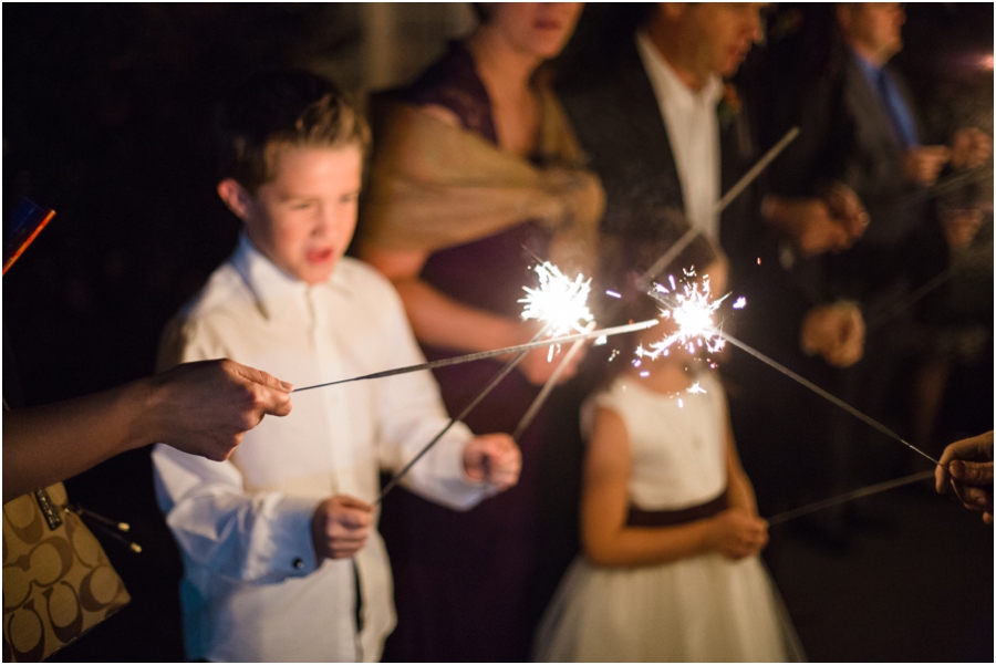 guests lighting sparklers, southern wedding photographers