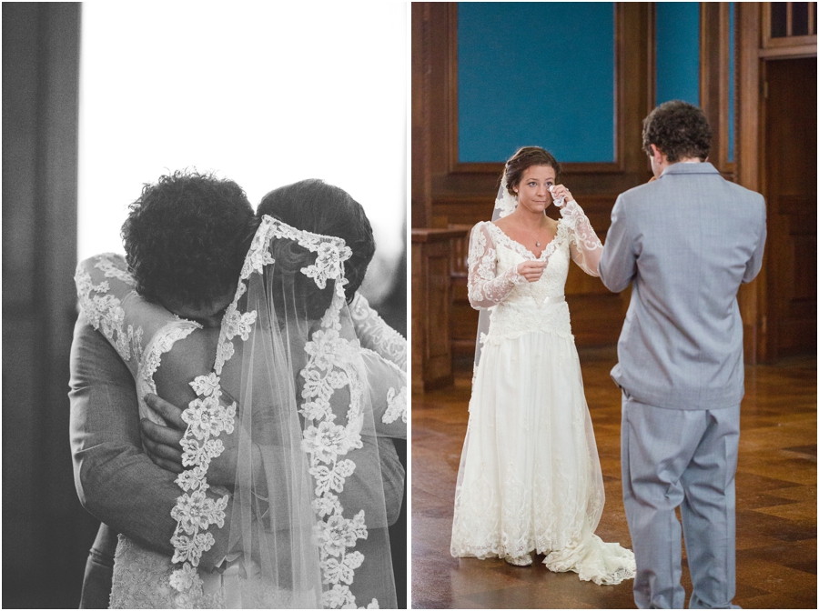 romantic black and white wedding photography, southern first look photography