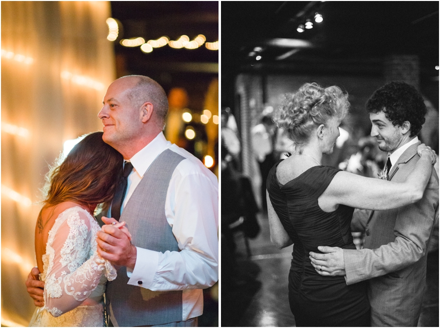 father daughter dance, mother and son dancing at wedding reception