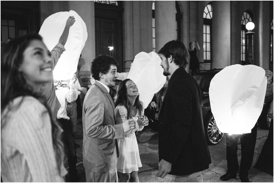 wish lanterns at Millennium Center wedding