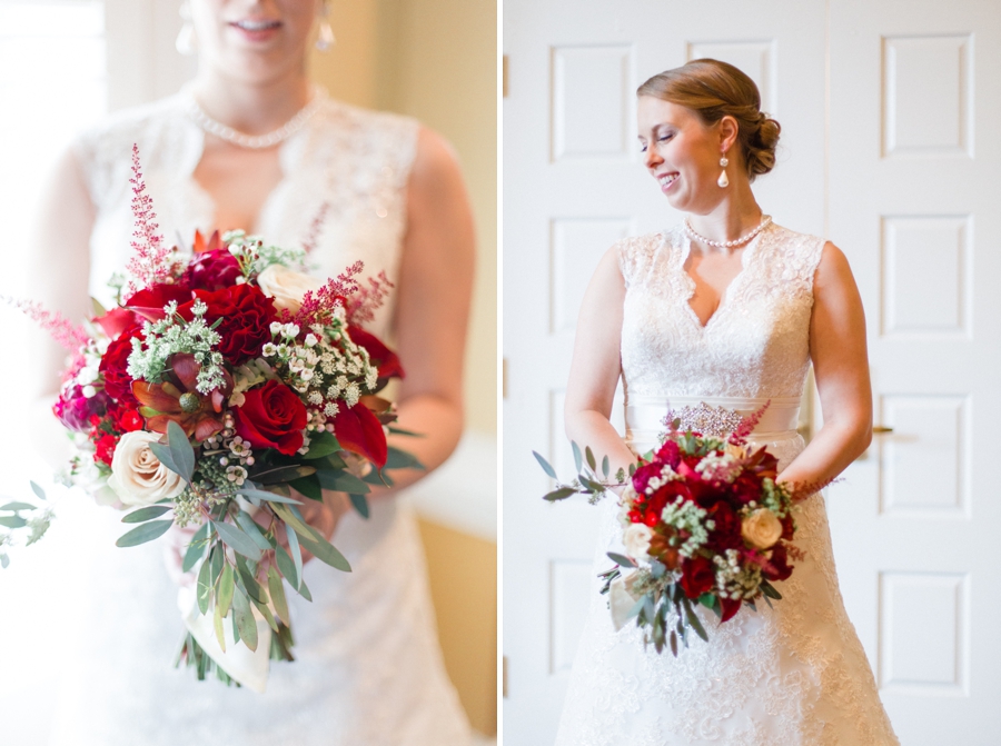 vintage bridal photography, blush and red bridal bouquet