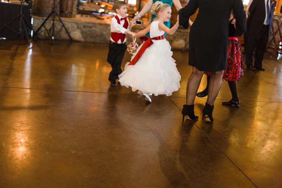 children on the dance floor at angus barn wedding reception